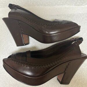 FRYE BOOT CO. PLATFORM OPEN TOE HEEL SHOE SIZE 7M